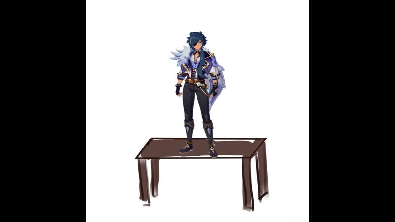 Кэйа и тарталья танцуют под моргенштерна