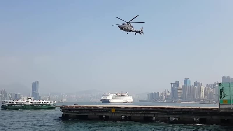 Camera shutter speed matches helicopter`s rotor