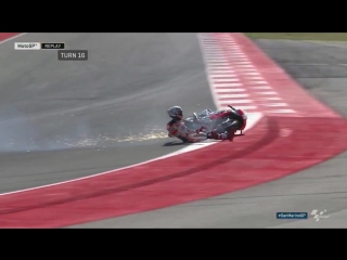 Marquez tucks the front at the final turn