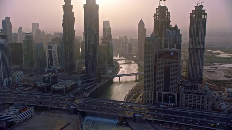 Dubai canal aerial video