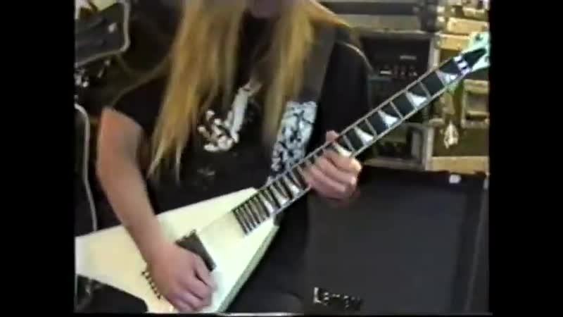 Roope latvala, alexi laiho and marco hietala guitar clinic in lahti, may 2002