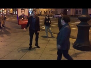 English lads having a rap battle on nevsky prospekt