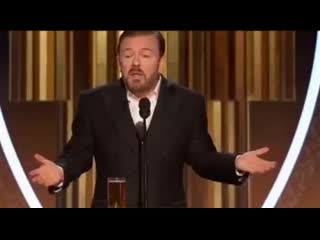 Ricky gervais calls out epstein case during the golden globes