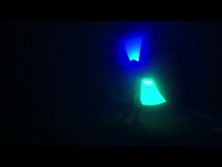 Blue and green lightsabers double spin