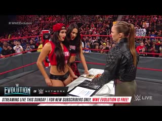 Ronda rousey nikki bella come face to face for womens title contract signing