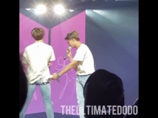 He playfully hitted him with his towel and jungkook just sticked his butt out while looking at joon on the screen