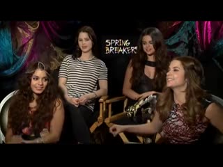 Spring breakers interview selena gomez, vanessa hudgens, ashley benson and rachel korine
