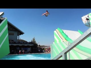 Massive waterslide jump!