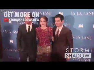 Emma stone, ryan gosling and director damien chazelle at the la la land premiere