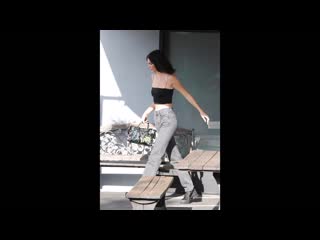 Kendall jenner in high waisted jeans and a tube top calabasas 07 18 2018