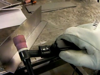 Tig welding aluminum with remote fingertip amperage control