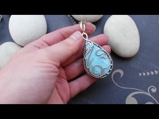 Кулон "maritime", серебро, ларимар