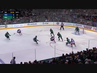 Anton khudobin fends off dubois with pad stop