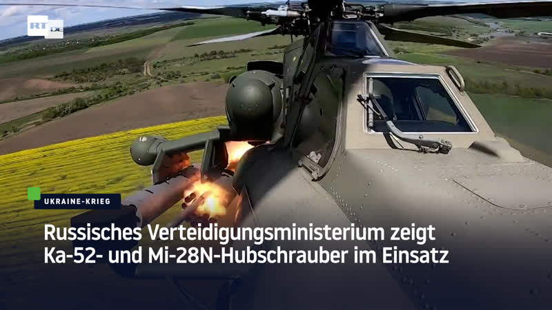 Russisches verteidigungsministerium zeigt ka 52 und mi 28n hubschrauber im einsatz