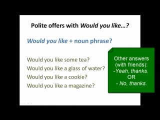 Lesson 63 would you (polite requests and invitations) learn english with jennifer