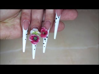 Наращивание ногтей на верхние формы аквариумный дизайн лепка акрил 3d гель