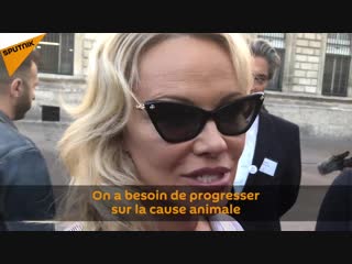 Pamela anderson en cage pour dénoncer les conditions d’élevage des animaux october 2018