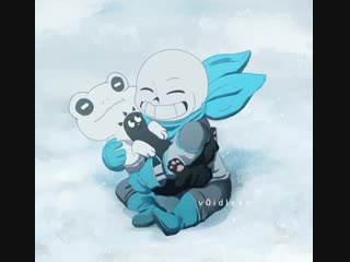 Санс гладит фроггита❤️