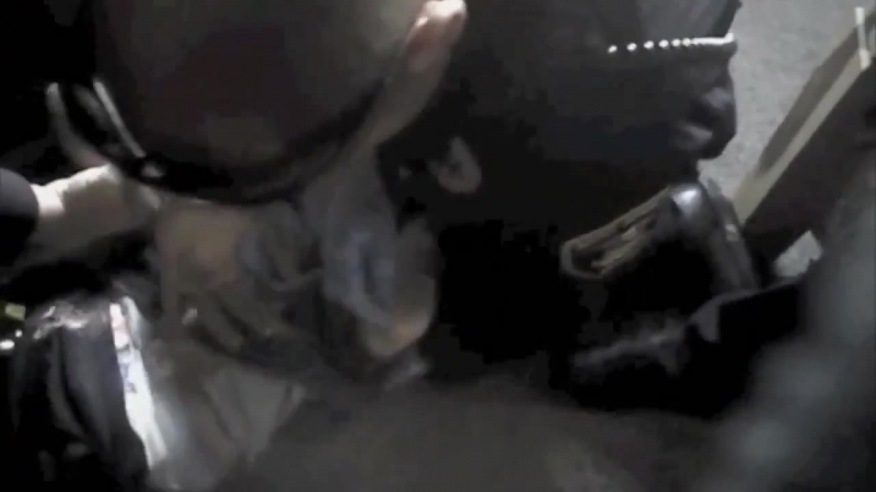 Полицейская молодые по команде "фас", вцепилась в лицо человеку строго 18+