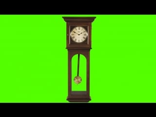 Old clock and pendulum ticking green screen animation