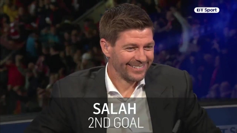 Steven gerrard reacts to mo salah's champions league masterclass against roma