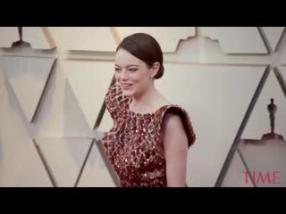 Emma stones magnificently patterned louis vuitton dress at the 2019 oscars ¦ time