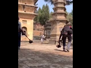 Filming a monkey in the pagoda forest