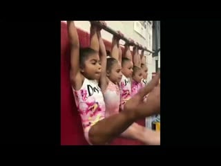 Young girls pumping press