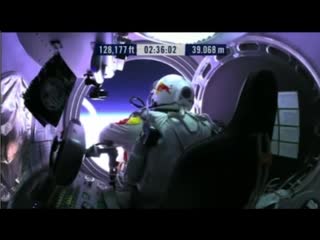 Felix jumps at 128k feet (fisheye corrected)