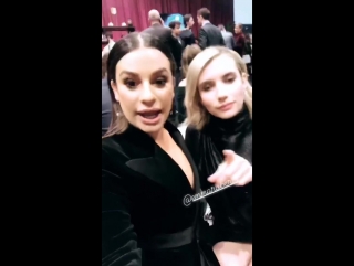 Lea with zandy reich and emma roberts at nfl honors (february 3, 2018)