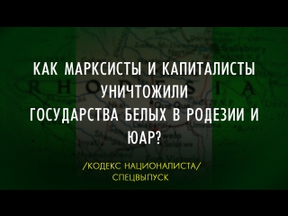 Как марксисты и капиталисты уничтожили государства белых в родезии и юар?