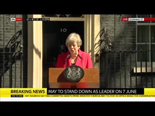 Theresa may in tears as she announces resignation