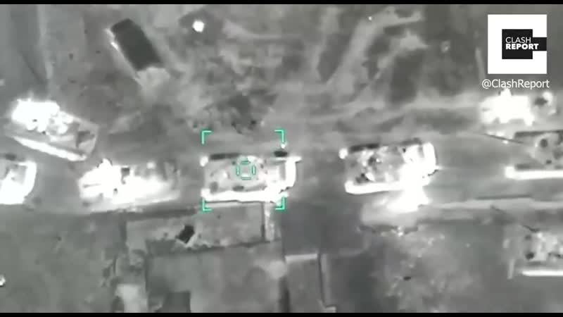 Атака турецких дронов на сирийский военный конвой