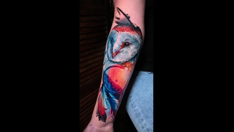 Наташа porn / тату сова с закатом