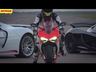 Mclaren p1 vs porsche 918 spyder vs ducati 1199 superleggera drag race