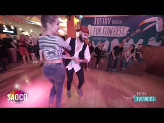 Samuel funflow and kristina mazur salsa dancing at rostov for fun fest (russia), friday