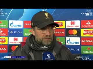 "the second goal was world class" jurgen klopp post match interview after 2 0 win vs porto