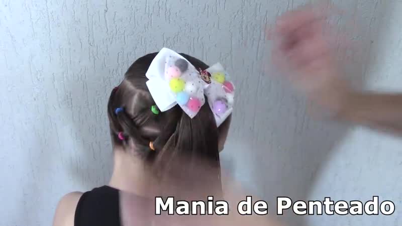 Penteado infantil com ligas em x, amarração ou coque rubber band hairstyle with ponytail or bun