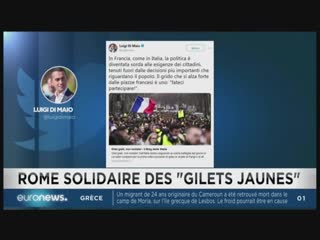 Matteo salvini apporte son soutien aux gilets jaunes et flingue macron ! (euronews, 08/01/19, 14h02)