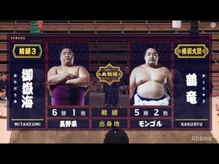 Mitakeumi vs kakuryu haru 2020, makuuchi day 8