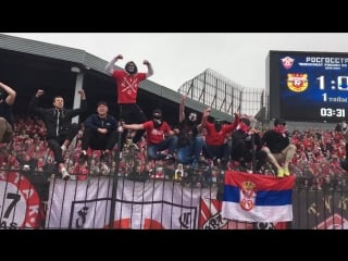 Футбол fooligans болельщик "спартака" пострадал после падения с заграждений на стадионе в туле