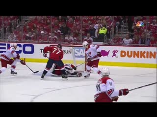 Playoff 2019 r1g2 mrazek takes a carlson shot off the helmet, shakes it off and stays in the game