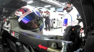 Buemi sleeping in a car