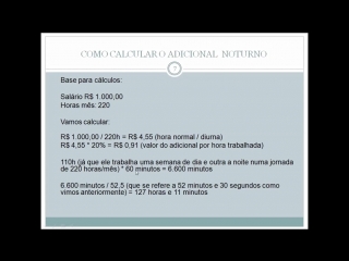 Como calcular o adicional noturno