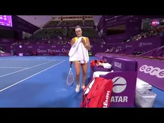 @sabalenkaa out in front in doha, winning the first set, 6 4 qto2020