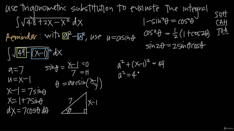 [13 integrals trigonometric substitution] 111 trigonometric substitution with sine, example 2