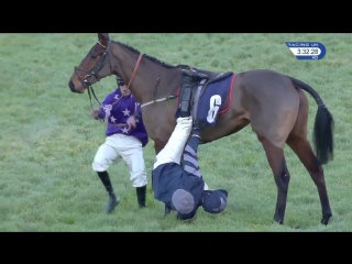 Ross turner helps danny cook in irons issue after their fall at wetherby