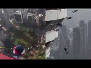 Влетел в купол на открытии kl tower base jump 2019