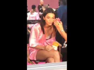 Kendall backstage at the #vsfashionshow