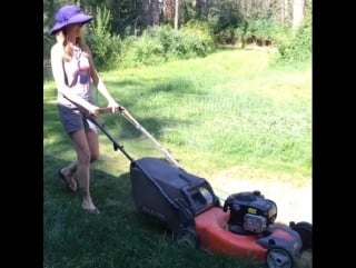 Very proud of my sister nell (we call each other that long story) for mowing her lawn